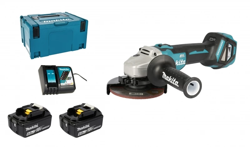 Makita DGA511RGJ 2x 6Ah Akku + Ladegerät 2 Makita DGA511RGJ 2x 6Ah Akku + Ladegerät